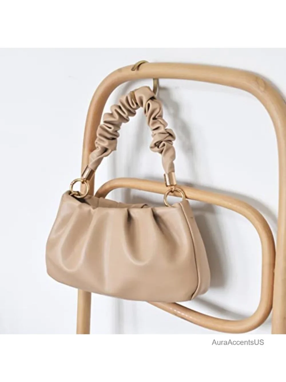 Cloud Pouch Hobo Bag Vegan Leather Crossbody Detachable Chain
